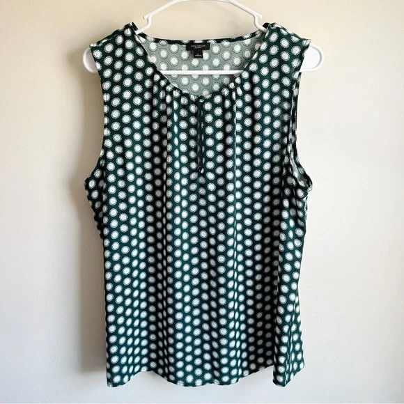 Ann Taylor Green Patterned Sleeveless Career Tank Top - Picture 1 of 5